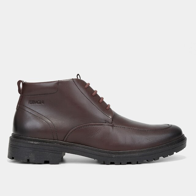 Bota Ferracini Cano Curto Masculina - Marrom Escuro Menor preço em Bota Ferracini Cano Curto Masculina - Marrom Escuro