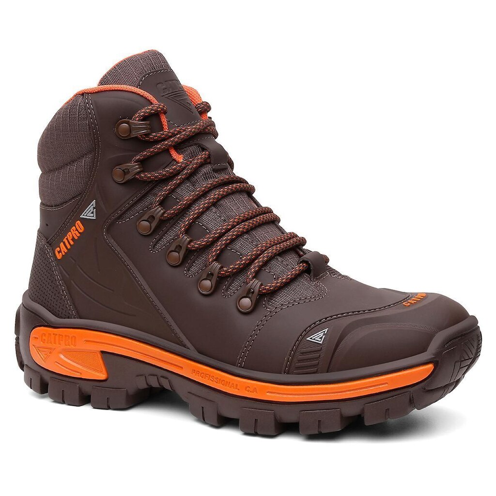 Bota Masculina Couro Bovino Premium Coturno Adventure Solado Tratorado CATPRO Cano Medio Reforçada
