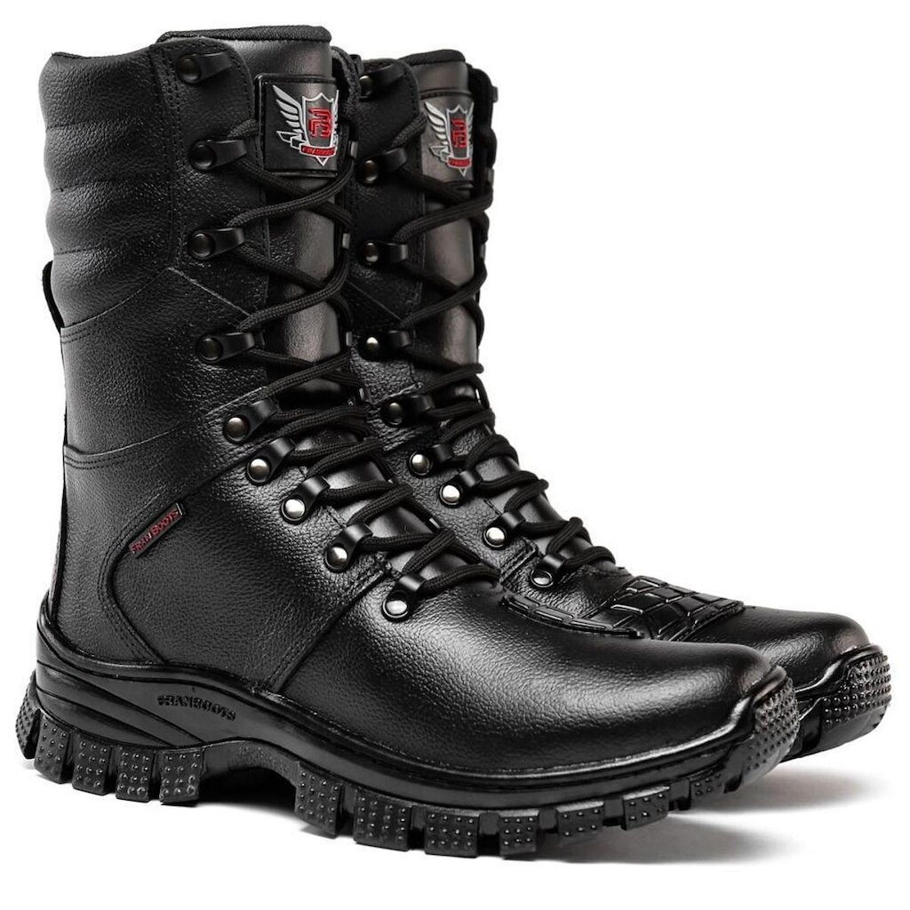 Bota Masculina Couro Cano Médio Cadarço Zíper Tratorada Conforto