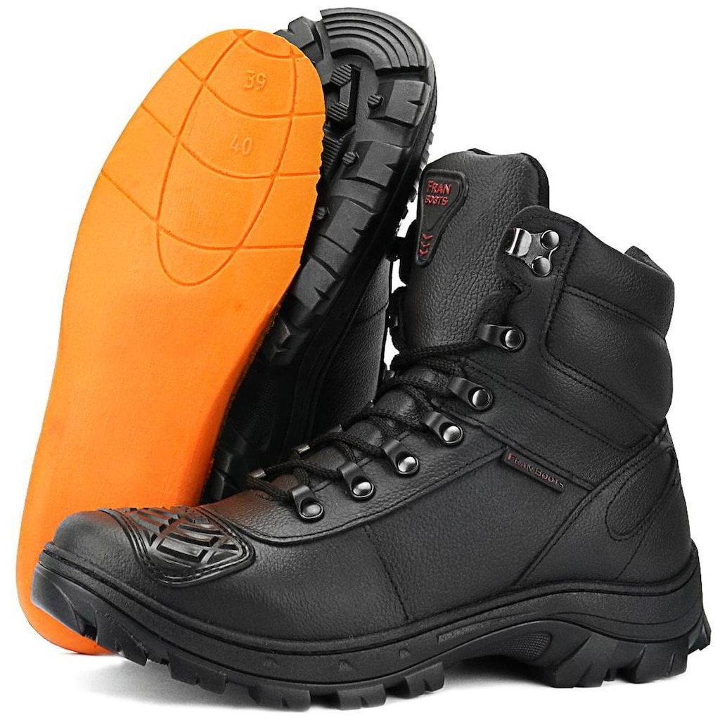 Bota Masculina Em Couro Costura No Solado Coturno