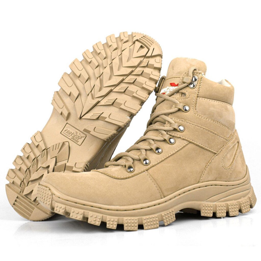 Bota Masculina Militar Desert Coturno Confortável Cano Curto Areia
