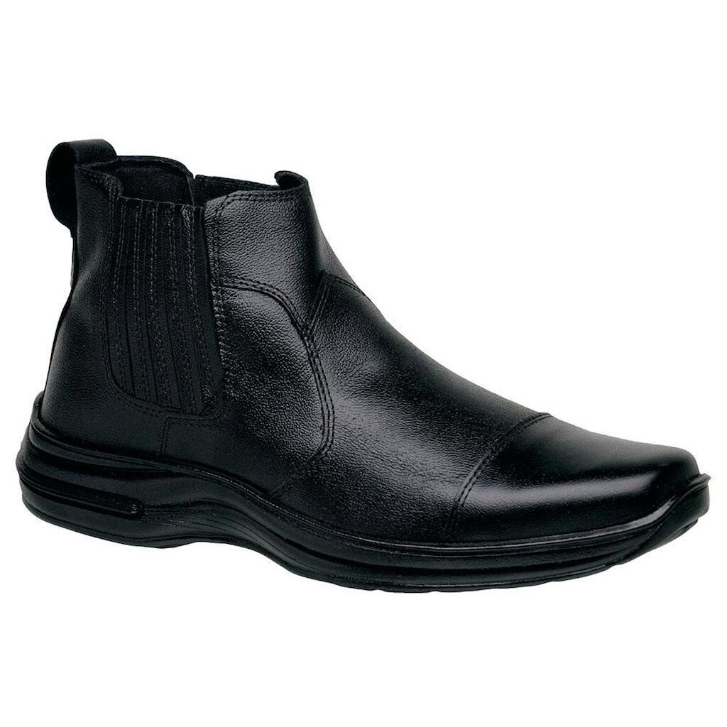 Botina Couro Confort Anti-Stress Coturno Bota Masculino PTO