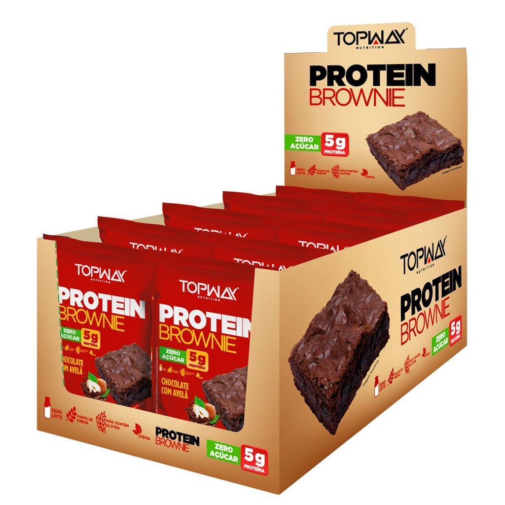 Brownie Proteico Chocolate Com Avelã 40G Topway Caixa 10 Un