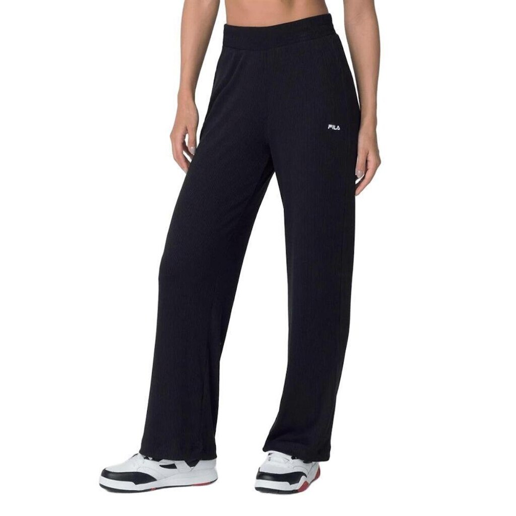 Calça Fila Canelada Wide Essentials Feminino Preto P