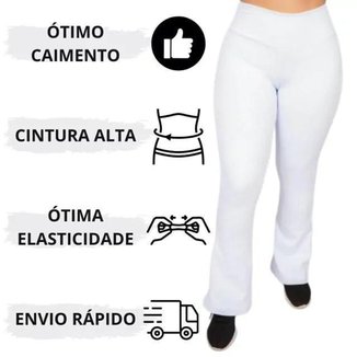 Calça Flare Legging Branca Enfermagem K2b Cós Alto