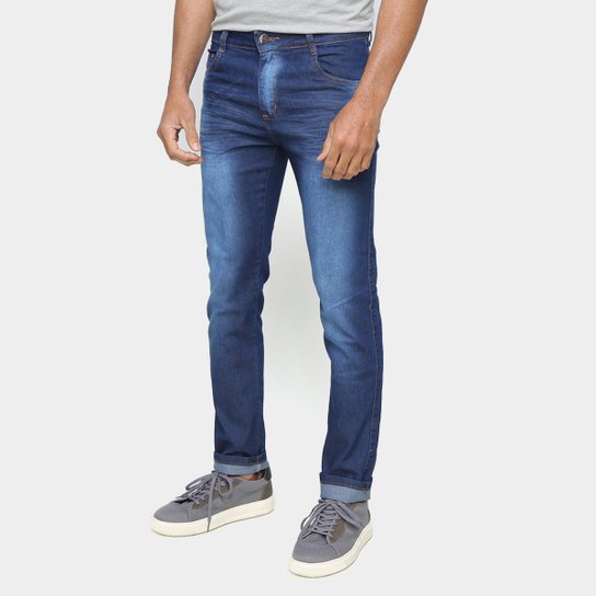 Calça Jeans Ecxo Básica Masculina - Azul Menor preço em Calça Jeans Ecxo Básica Masculina - Azul