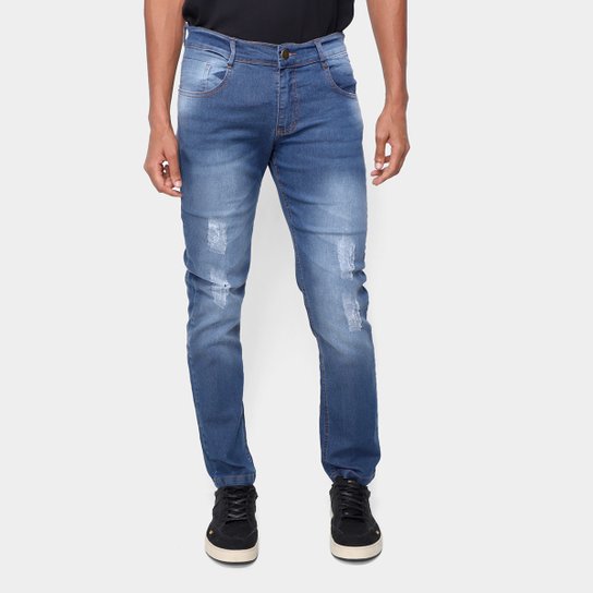 Calça Jeans Skinny Via Quatro Estonada Masculina - Azul Escuro Menor preço em Calça Jeans Skinny Via Quatro Estonada Masculina - Azul Escuro