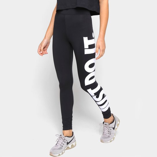 Calça Legging Nike Essential Jdi Hr Feminina - Preto+Branco Menor preço em Calça Legging Nike Essential Jdi Hr Feminina - Preto+Branco