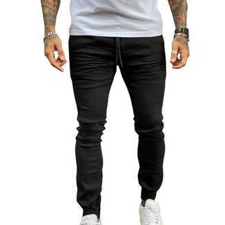 Calça Masculina Jogger Sarja Premium Com Punho Confortável Cós Elástico