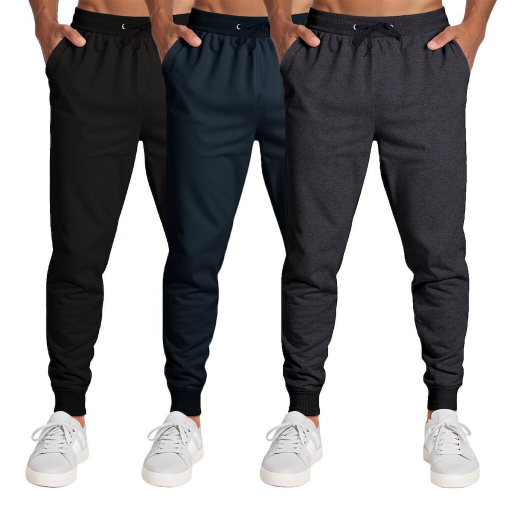 Calça Masculina Moletom Flanelada Slim Bolsos Algodão Kit 3