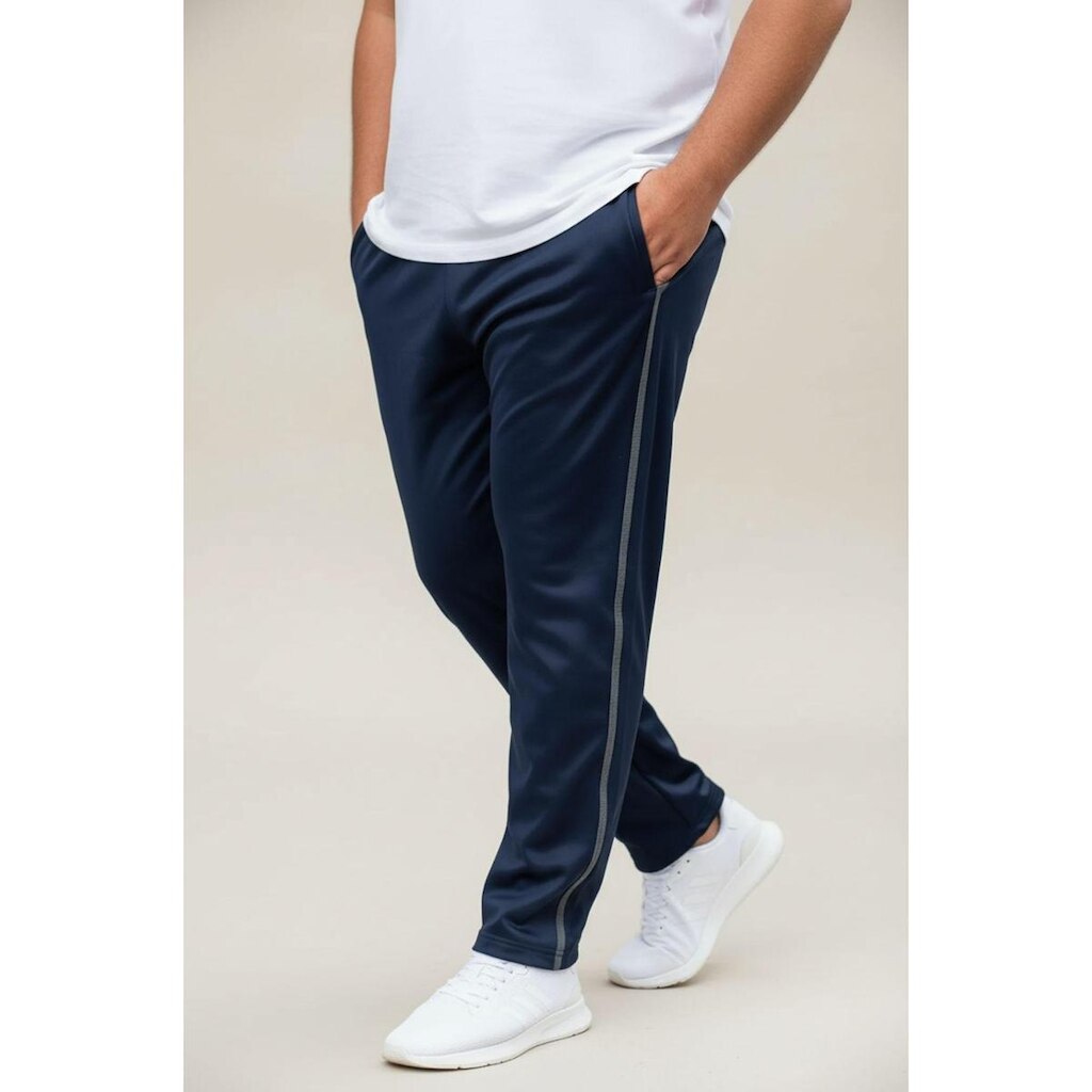 Calça Plus Size Helanca Faixa Lateral Casual Treino Academia