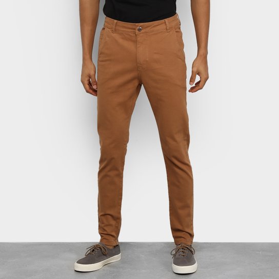 Calça Sarja Ecxo Skinny Masculina - Caramelo