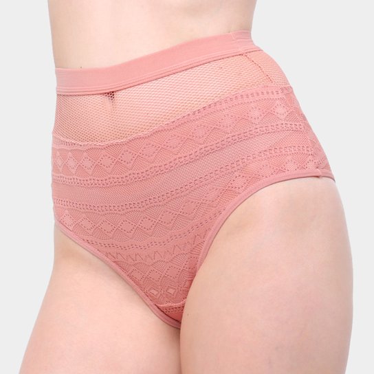 Calcinha Colcci Hot Pants Tela Cintura Alta Feminina - Laranja