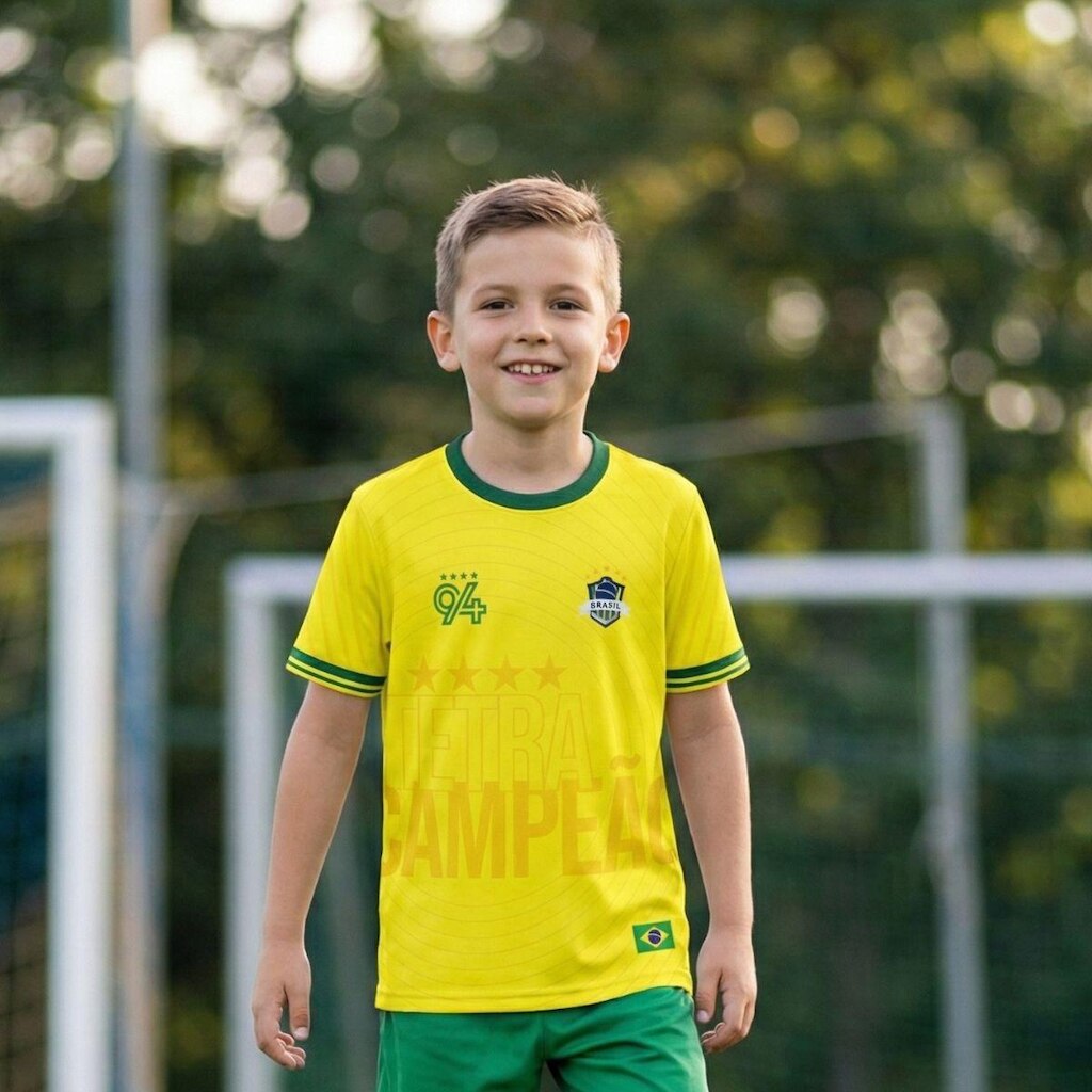 Camisa Brasil Infantil Amarela Juvenil Tetra Copa 94