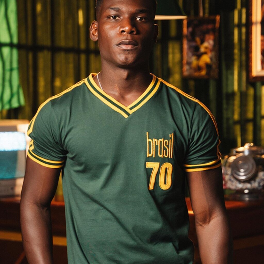 Camisa Brasil Retrô Treino 1970 Masculina