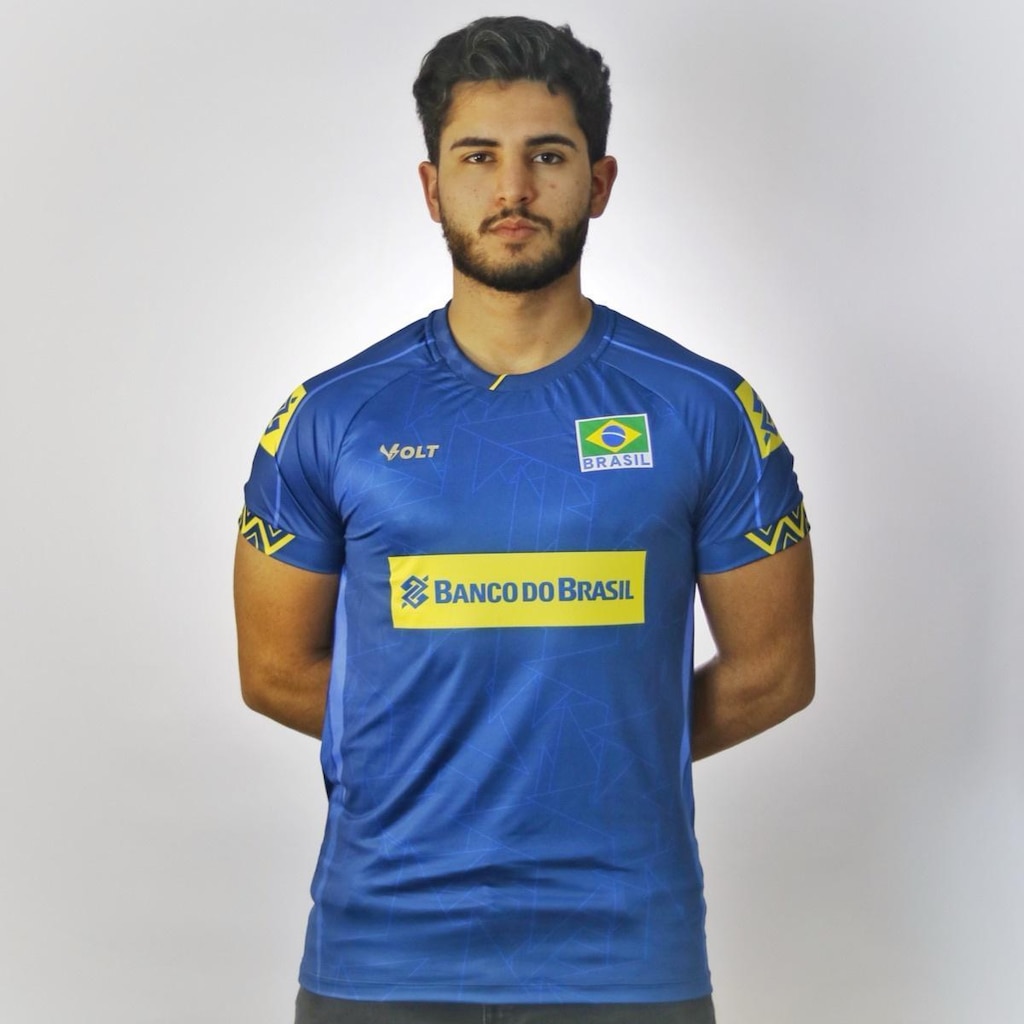 Camisa Brasil Vôlei Volt 2025 Jogo 2 Azul - Masculino