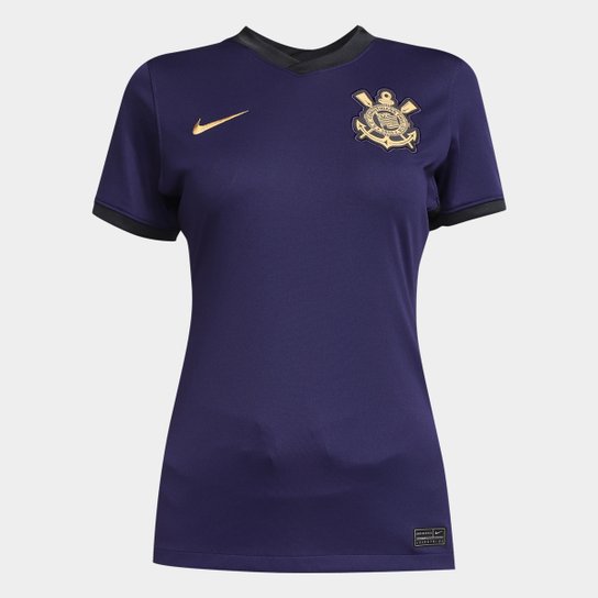 Camisa Corinthians III 21/22 s/n° Torcedor Nike Feminina - Roxo+Preto Menor preço em Camisa Corinthians III 21/22 s/n° Torcedor Nike Feminina - Roxo+Preto