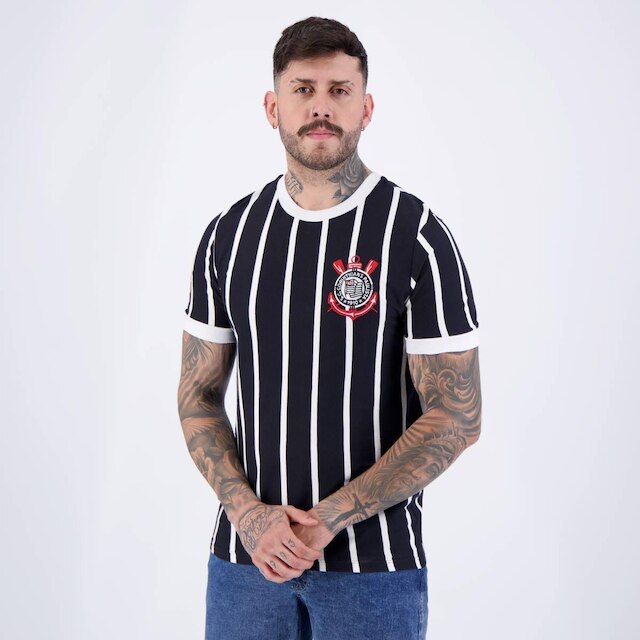 Camisa Corinthians Retrô Preta e Branca