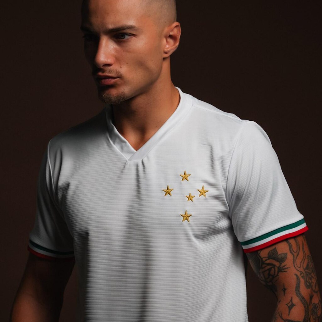 Camisa Cruzeiro Retro Palestra Branca Masculina