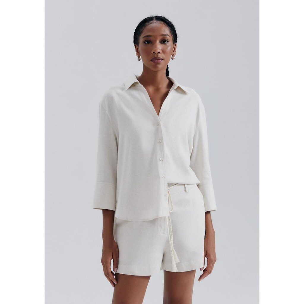 Camisa Feminina Manga 7/8 Com Linho Hering