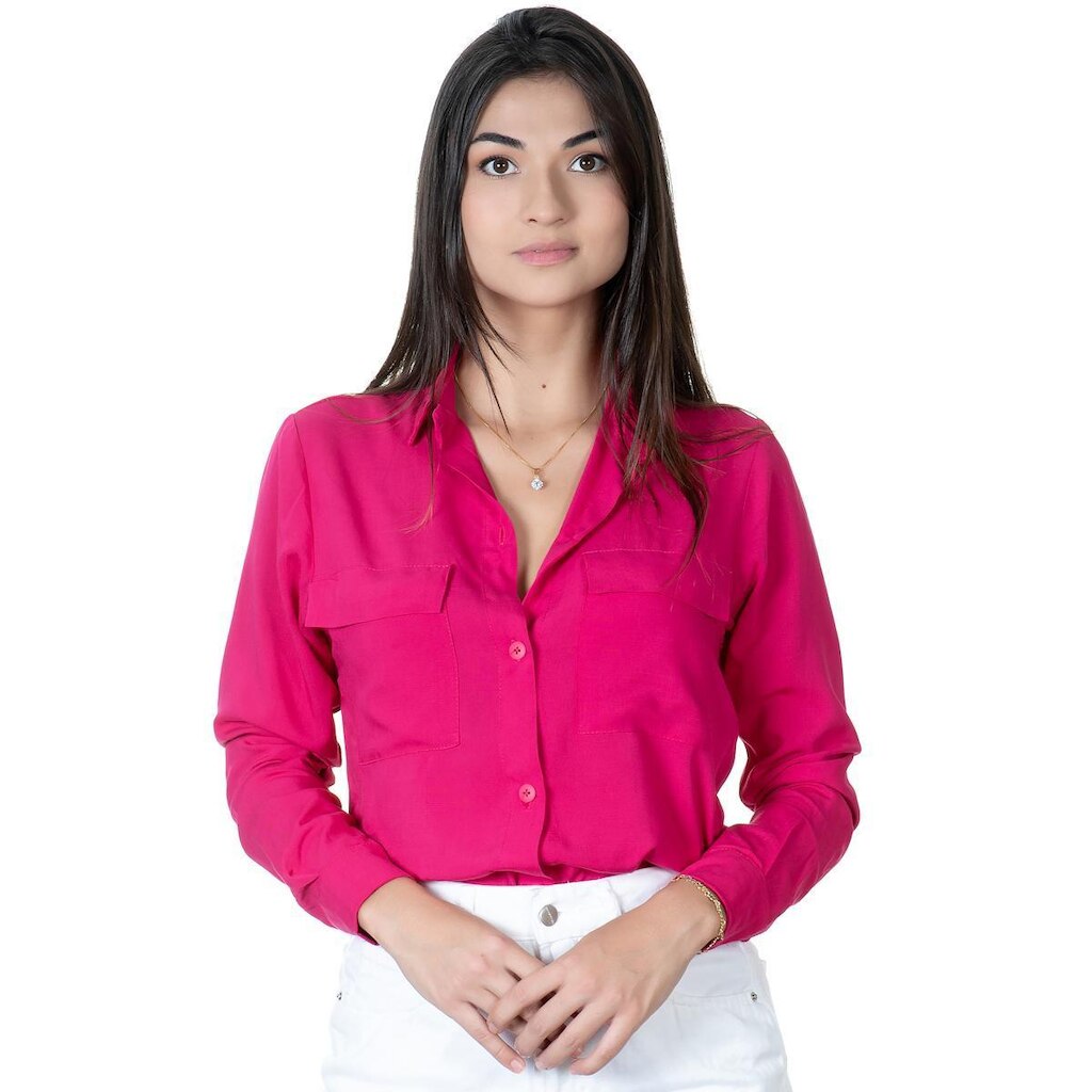 Camisa Feminina Viscolinho Manga Longa