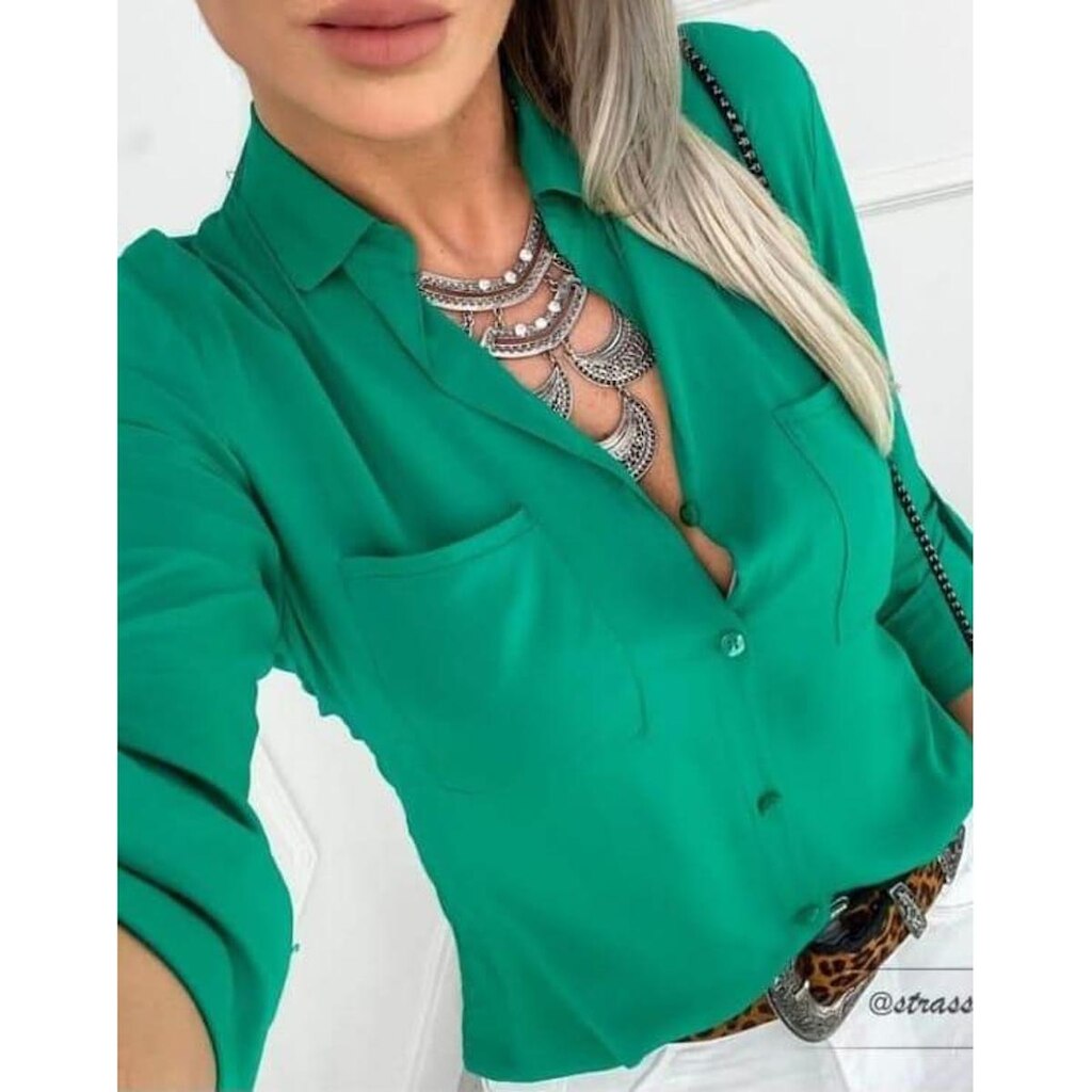 Camisa Feminina Viscolinho Manga Longa