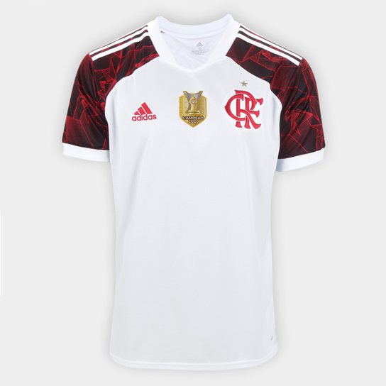 Camisa Flamengo II 21/22 s/n° Torcedor Adidas Masculina - Branco+Preto Menor preço em Camisa Flamengo II 21/22 s/n° Torcedor Adidas Masculina - Branco+Preto