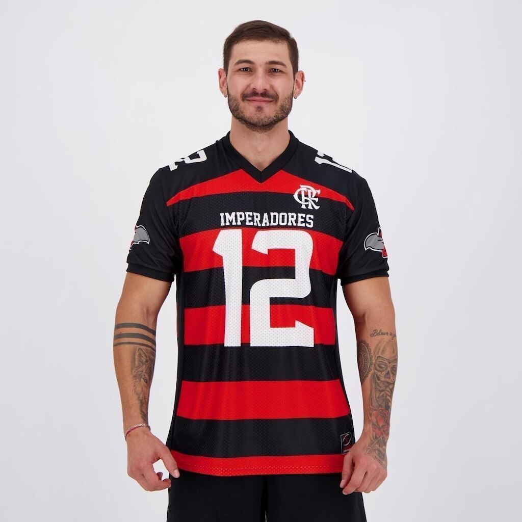 Camisa Flamengo Imperadores Preta e Vermelha