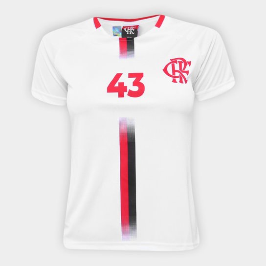 Camisa Flamengo Pet n° 43 Feminina - Branco Menor preço em Camisa Flamengo Pet n° 43 Feminina - Branco