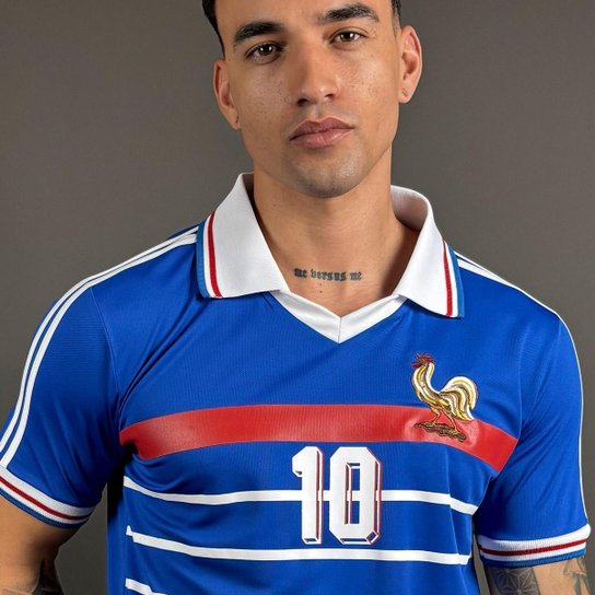 Camisa França Retrô 1998 Masculina - Azul Menor preço em Camisa França Retrô 1998 Masculina - Azul
