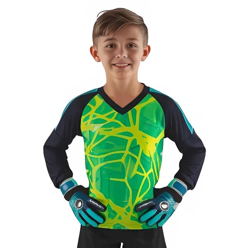 Camisa Goleiro Infantil Junvenil Poker Manga Longo Com Proteção Espuma Cotovelos