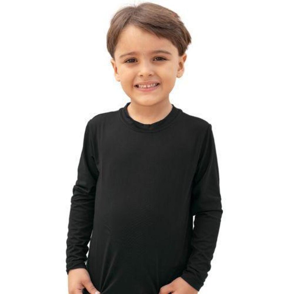 Camisa Infantil UNISEX com Proteção UV Manga Longa PRETA