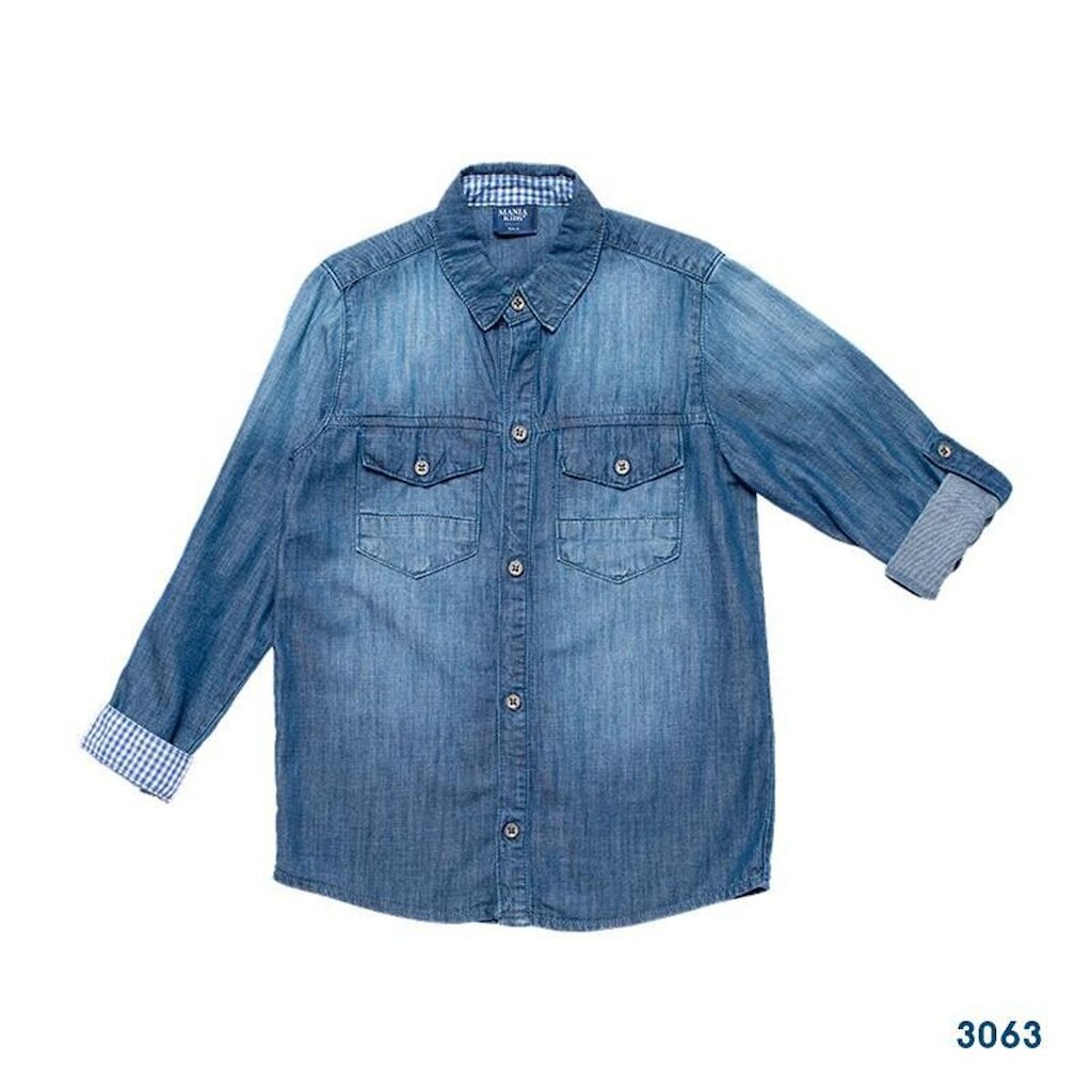 CAMISA JEASN INFANTIL MASCULINA MANGA LONGA MARINHO