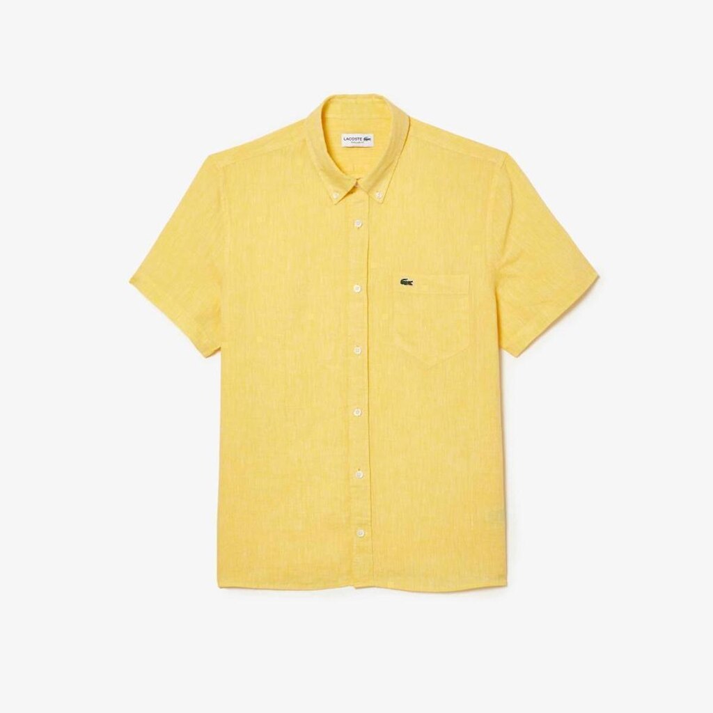 Camisa Lacoste de Manga Curta em Linho Masculina