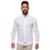 Camisa Masculina Linho Manga Longa Gola Padre Lisa Casual - Branco
