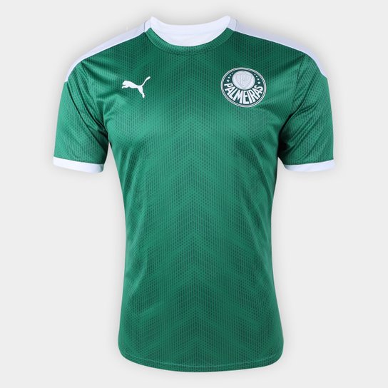 Camisa Palmeiras Pré-Jogo 21/22 Puma Masculina - Verde+Branco Menor preço em Camisa Palmeiras Pré-Jogo 21/22 Puma Masculina - Verde+Branco
