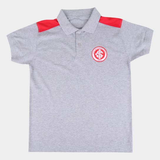 Camisa Polo Internacional Juvenil Hat Trick - Cinza