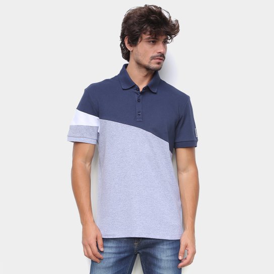 Camisa Polo RB111 Rubens Barrichello 3 Cores Masculina - Marinho+Cinza