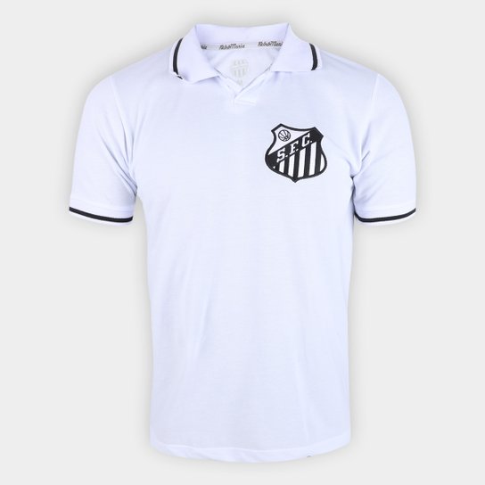 Camisa Polo Santos RetrôMania Masculina - Branco Menor preço em Camisa Polo Santos RetrôMania Masculina - Branco