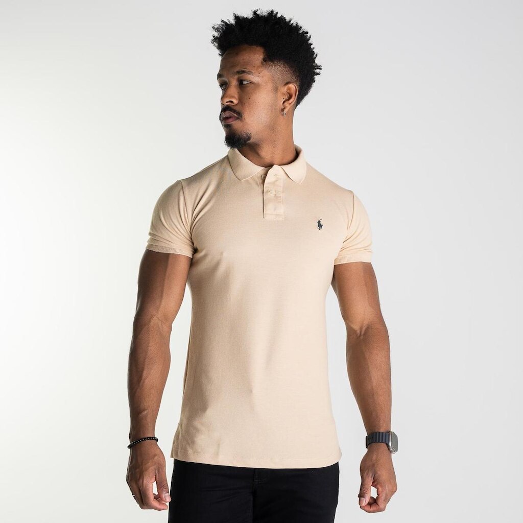 Camisa Polo Slim Fit Bege
