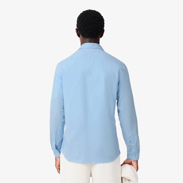 Camisa Slim Fit Em Popeline Stretch Lacoste Masculina