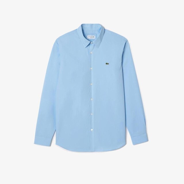 Camisa Slim Fit Em Popeline Stretch Lacoste Masculina