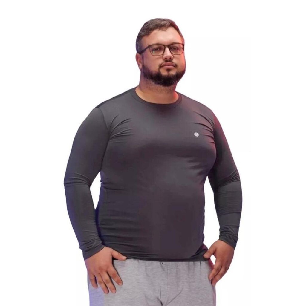 Camisa Térmica Dr Fit Masculina Plus Size Uv50+ Segunda Pele Proteção Solar