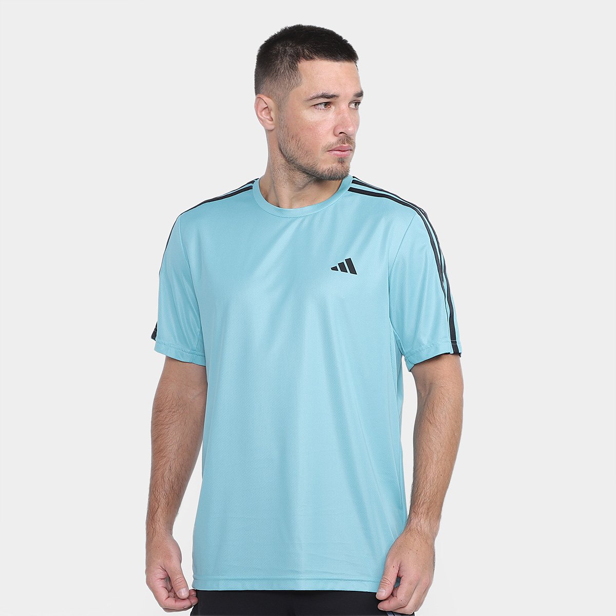 Netshoes Camisa Adidas Masculina Azul Camiseta Adidas Listras