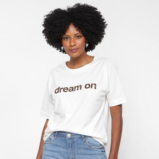 Camiseta Animale Jeans Dream On Bordada Feminina