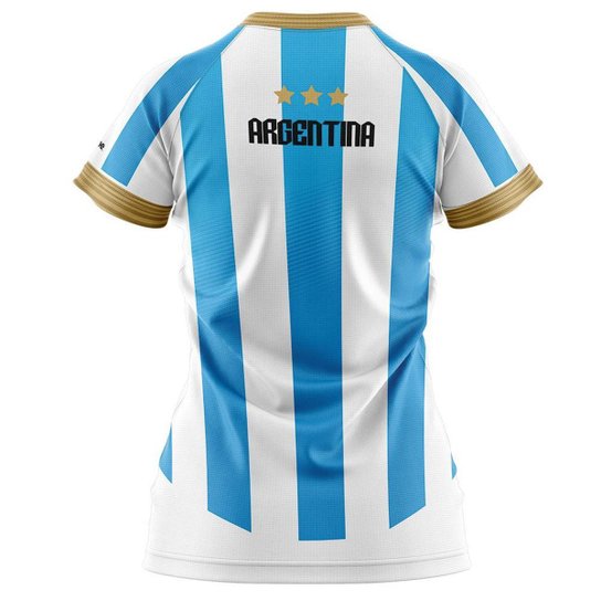 Camiseta Baby Look Filtro UV Argentina Albiceleste Tri Campeã