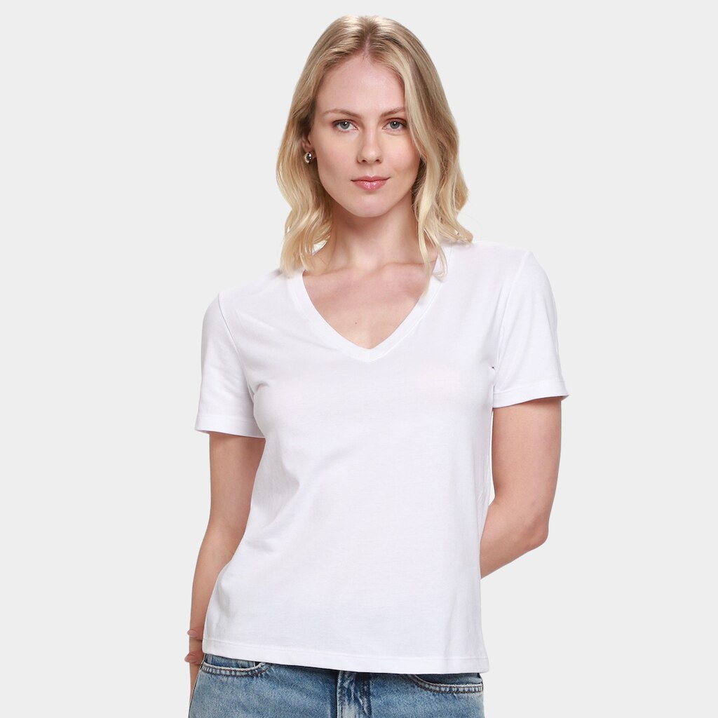 Camiseta Básica Hering Decote V Feminina