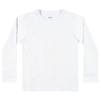 Camiseta Básica Infantil Elian Unissex Manga Longa Algodão