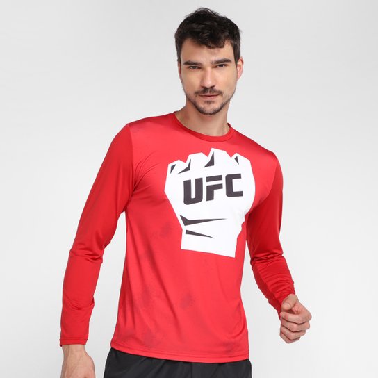 Camiseta de Compressão UFC Glove Manga Longa Masculina - Vermelho Menor preço em Camiseta de Compressão UFC Glove Manga Longa Masculina - Vermelho