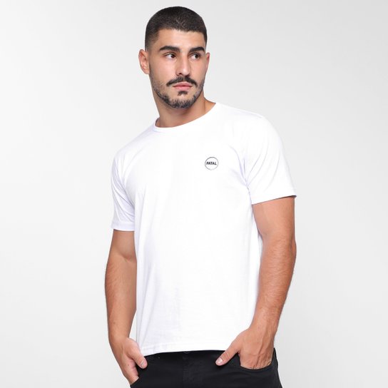 Camiseta Fatal Fashion Básica Masculina - Branco Menor preço em Camiseta Fatal Fashion Básica Masculina - Branco